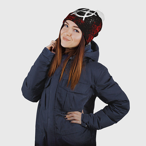 Шапка c помпоном АНАРХИЯ / 3D-Белый – фото 2