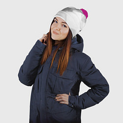 Шапка с помпоном Геометрическая Абстракция, цвет: 3D-малиновый — фото 2