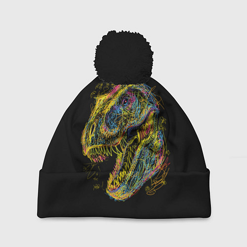 Шапка c помпоном Тираннозавр Рекс / 3D-Черный – фото 1
