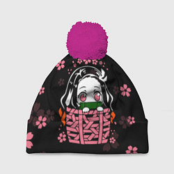 Шапка с помпоном KIMETSU NO YAIBA, цвет: 3D-малиновый