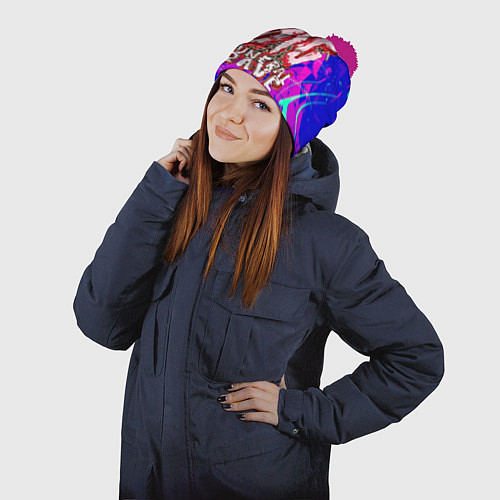 Шапка c помпоном Little Big: Rave / 3D-Малиновый – фото 2