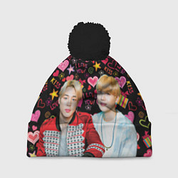 Шапка с помпоном BTS: Юнмины Чимин и Юнги, цвет: 3D-черный