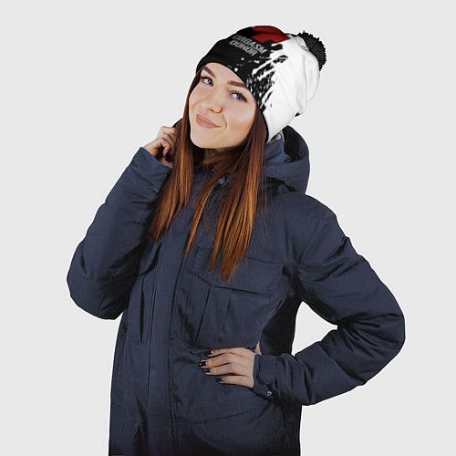 Шапка c помпоном Brazzers orgasm donor / 3D-Черный – фото 2