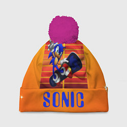 Шапка с помпоном Sonic - Соник, цвет: 3D-малиновый