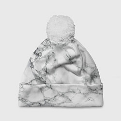 Шапка с помпоном Мрамор, цвет: 3D-белый