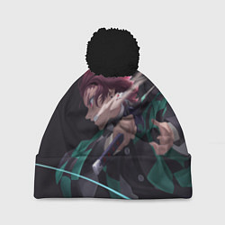 Шапка с помпоном KIMETSU NO YAIBA, цвет: 3D-черный