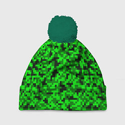 Шапка с помпоном КАМУФЛЯЖ GREEN, цвет: 3D-зеленый