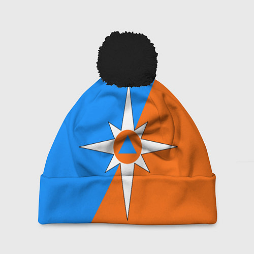 Шапка c помпоном МЧС России / 3D-Черный – фото 1