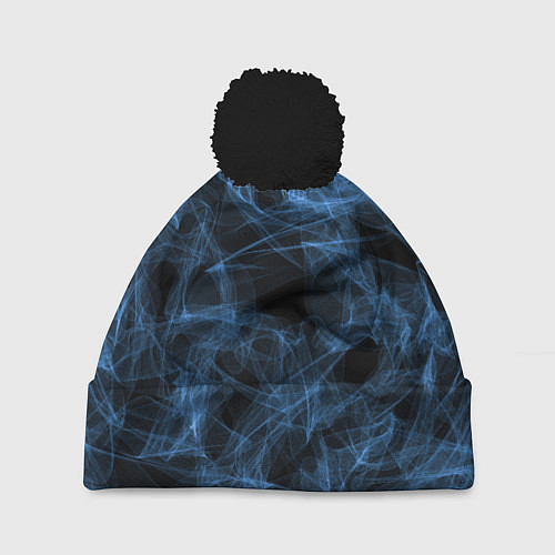 Шапка c помпоном Синий дым / 3D-Черный – фото 1