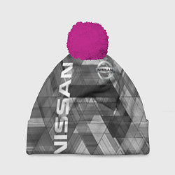 Шапка с помпоном NISSAN, цвет: 3D-малиновый