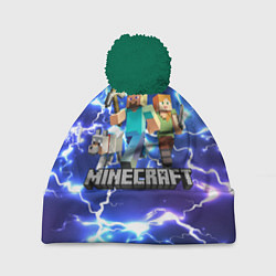 Шапка с помпоном MINECRAFT МАЙНКРАФТ, цвет: 3D-зеленый