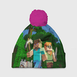 Шапка с помпоном Minecraft, цвет: 3D-малиновый