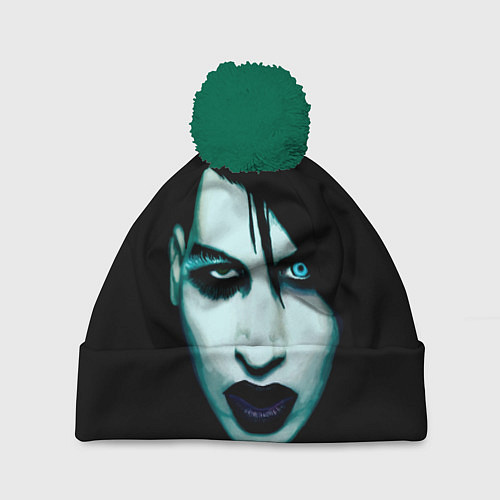 Шапка c помпоном Marilyn Manson / 3D-Зеленый – фото 1