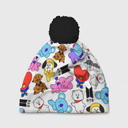 Шапка с помпоном BTS BT21, цвет: 3D-черный