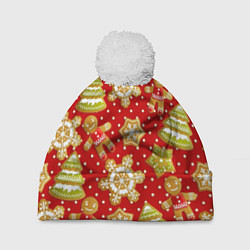 Шапка с помпоном С Новым Годом!, цвет: 3D-белый