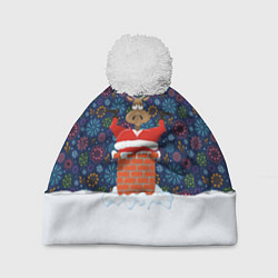 Шапка с помпоном Санта в Трубе, цвет: 3D-белый