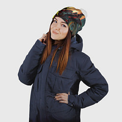 Шапка с помпоном Киберпанк, цвет: 3D-белый — фото 2