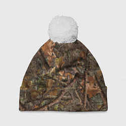 Шапка с помпоном Охотничий камуфляж, цвет: 3D-белый