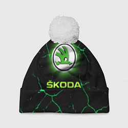 Шапка с помпоном SKODA, цвет: 3D-белый