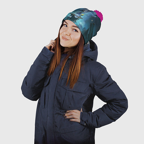 Шапка c помпоном Little Nightmares 2 / 3D-Малиновый – фото 2