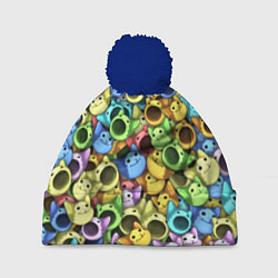 Шапка с помпоном Цветные Поп Котики, цвет: 3D-тёмно-синий