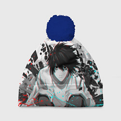 Шапка с помпоном DEATH NOTE ТЕТРАДЬ СМЕРТИ, цвет: 3D-тёмно-синий