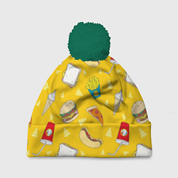 Шапка с помпоном Фастфуд, цвет: 3D-зеленый
