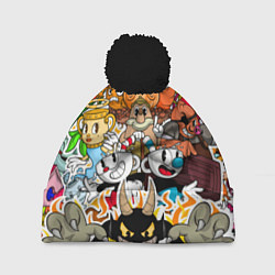 Шапка с помпоном CUPHEAD, цвет: 3D-черный