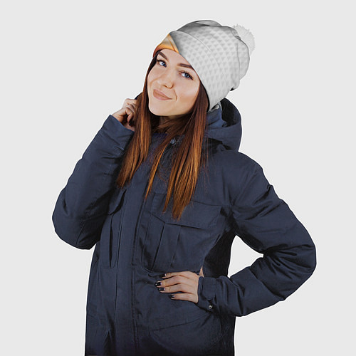 Шапка c помпоном 3D WHITE & GOLD ABSTRACT / 3D-Белый – фото 2