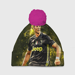 Шапка с помпоном Cristiano Ronaldo Juventus, цвет: 3D-малиновый
