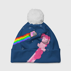 Шапка с помпоном Nyan cat x Pony, цвет: 3D-белый