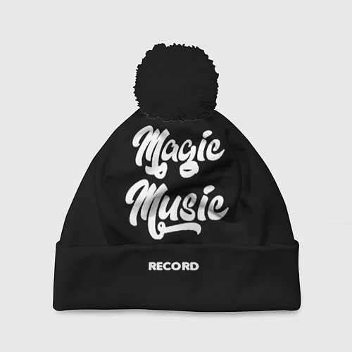 Шапка c помпоном Magic Music Record White on Black / 3D-Черный – фото 1