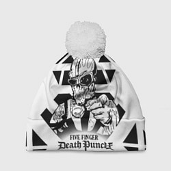 Шапка с помпоном Five Finger Death Punch, цвет: 3D-белый