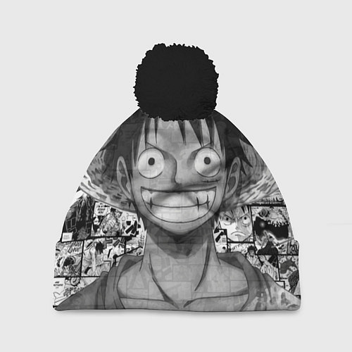 Шапка c помпоном Луфи улыбается one piece / 3D-Черный – фото 1