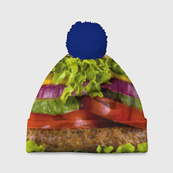 Шапка с помпоном Бургер, цвет: 3D-тёмно-синий