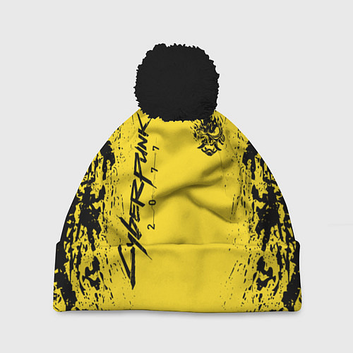 Шапка c помпоном CYBERPUNK 2077 КИБЕРПАНК 2077 / 3D-Черный – фото 1