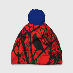 Шапка с помпоном Хоррор Мрачный лес, цвет: 3D-тёмно-синий