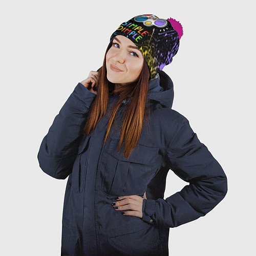 Шапка c помпоном SIMPLE DIMPLE ИГРУШКА / 3D-Малиновый – фото 2