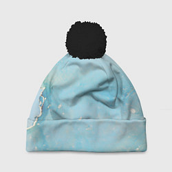 Шапка с помпоном Голубая Акварель, цвет: 3D-черный