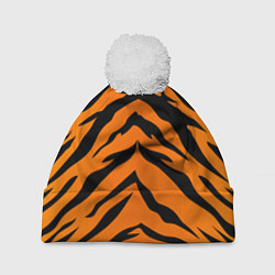 Шапка с помпоном Шкура тигра, цвет: 3D-белый