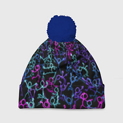 Шапка с помпоном Neon Rave Party, цвет: 3D-тёмно-синий