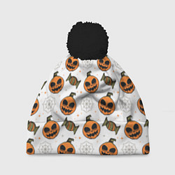 Шапка с помпоном Patern Halloween 26, цвет: 3D-черный