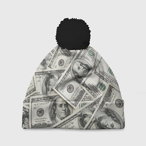 Шапка c помпоном Dollars money / 3D-Черный – фото 1