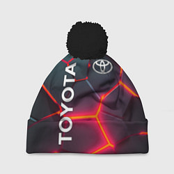 Шапка с помпоном TOYOTA 3D NEON ТОЙОТА 3Д ПЛИТЫ НЕОН, цвет: 3D-черный