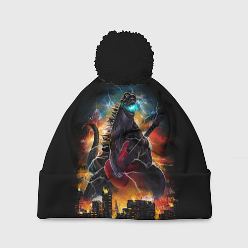 Шапка c помпоном РОКЗИЛЛА / 3D-Черный – фото 1