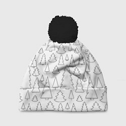 Шапка с помпоном Простые елочки, цвет: 3D-черный