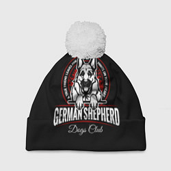 Шапка с помпоном Немецкая Овчарка German Shepherd -1, цвет: 3D-белый