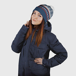 Шапка с помпоном НОВОГОДНИЙ УЗОР С ОЛЕНЯМИ, цвет: 3D-белый — фото 2