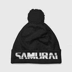 Шапка с помпоном CYBERPUNK 2077 SAMURAI LOGO WHITE, цвет: 3D-черный