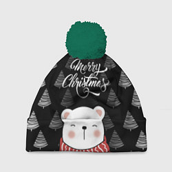 Шапка c помпоном MERRY CHRISTMAS BEARS